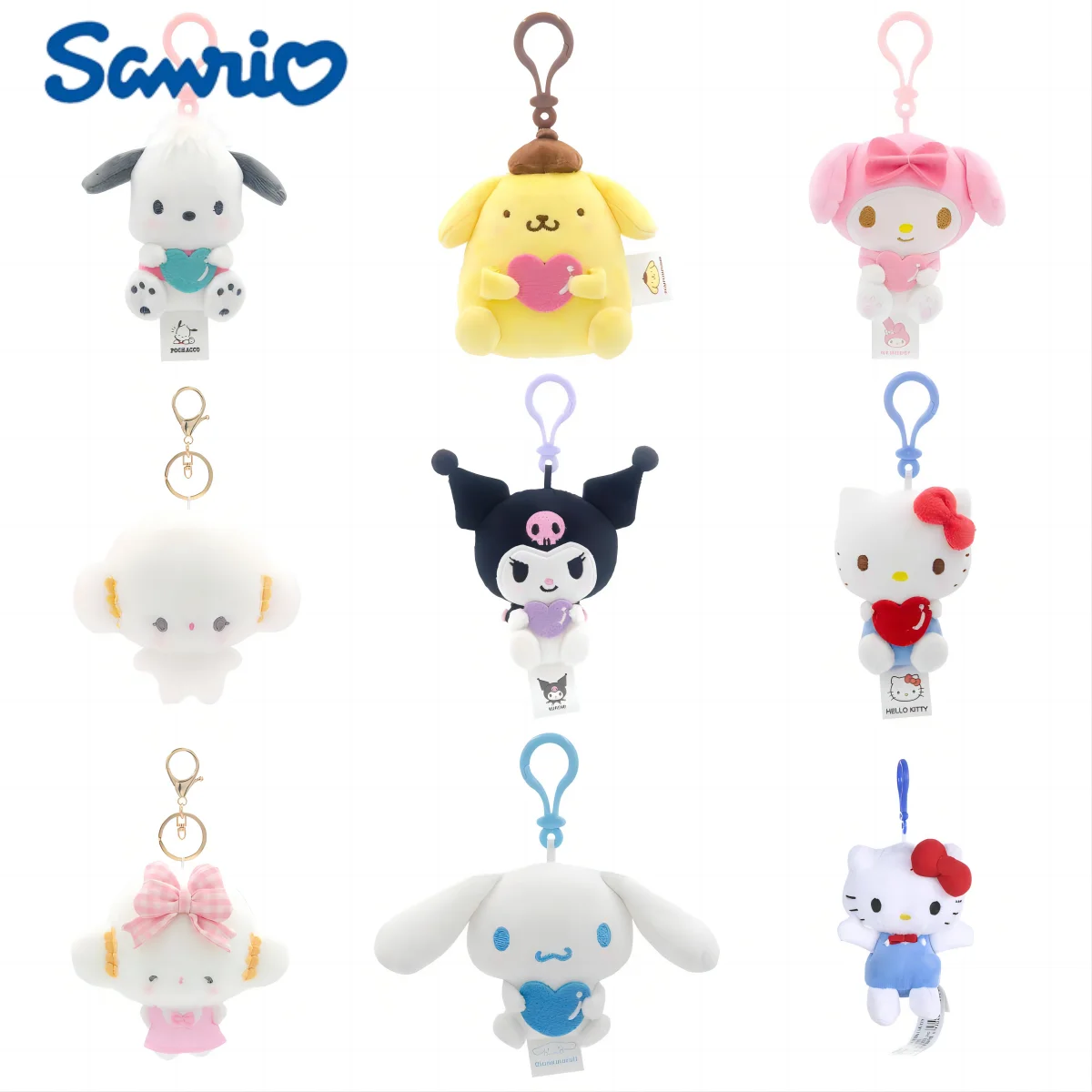 Sanrio Pingente para Meninos e Meninas, Kuromi Melody, KT, Cogimyun, Cinnamoroll, Mochila Pochacco, Decoração Bonito, Presentes de Natal, 14cm