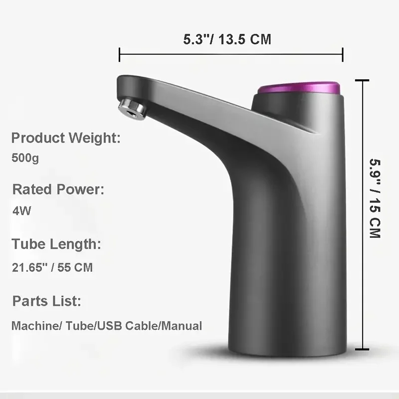 Draagbare waterdispenser van 5 gallon met USB-oplader Automatische elektrische pomp voor thuiskantoor buitengebruik