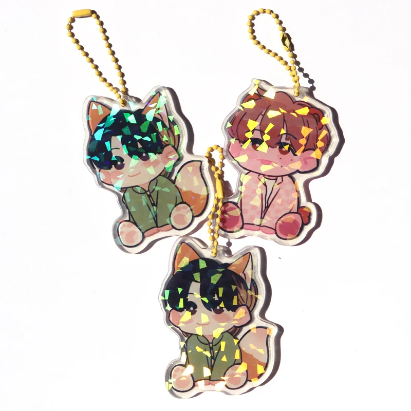 Custom Clear White Star อะคริลิคพวงกุญแจ Clear Charms ภาพการ์ตูนอะนิเมะน่ารักโลโก้ที่กําหนดเองออกแบบพวงกุญแจของขวัญ