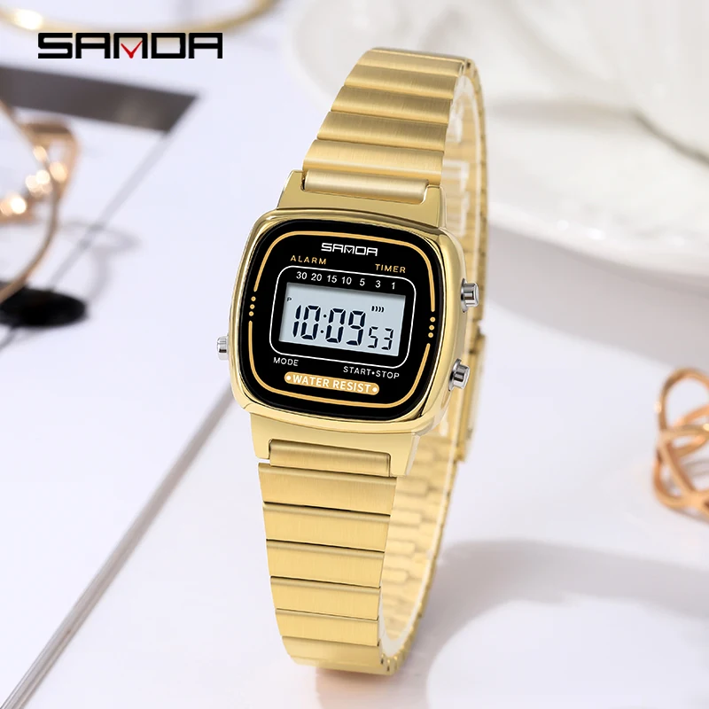 SANDA ผู้หญิง Golden CLASSIC ควอตซ์นาฬิกาแฟชั่นหญิงนาฬิกาเด็กผู้หญิงของขวัญนาฬิกาสุภาพสตรีนาฬิกาข้อมือกันน้ํา