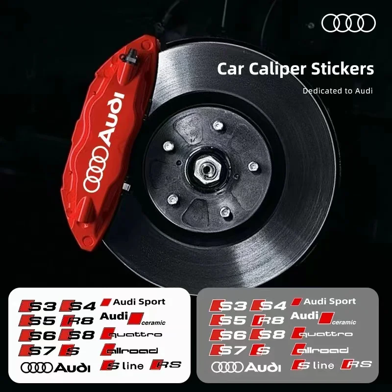 Calcomanías de cubo de rueda para coche, pinza de 6 uds., para Audi Quattro RS Logo A3 A4 A5 A6 Q3 Q5 Q7 A8 RS3 RS4 RS5 RS6 RS7, decoración deportiva