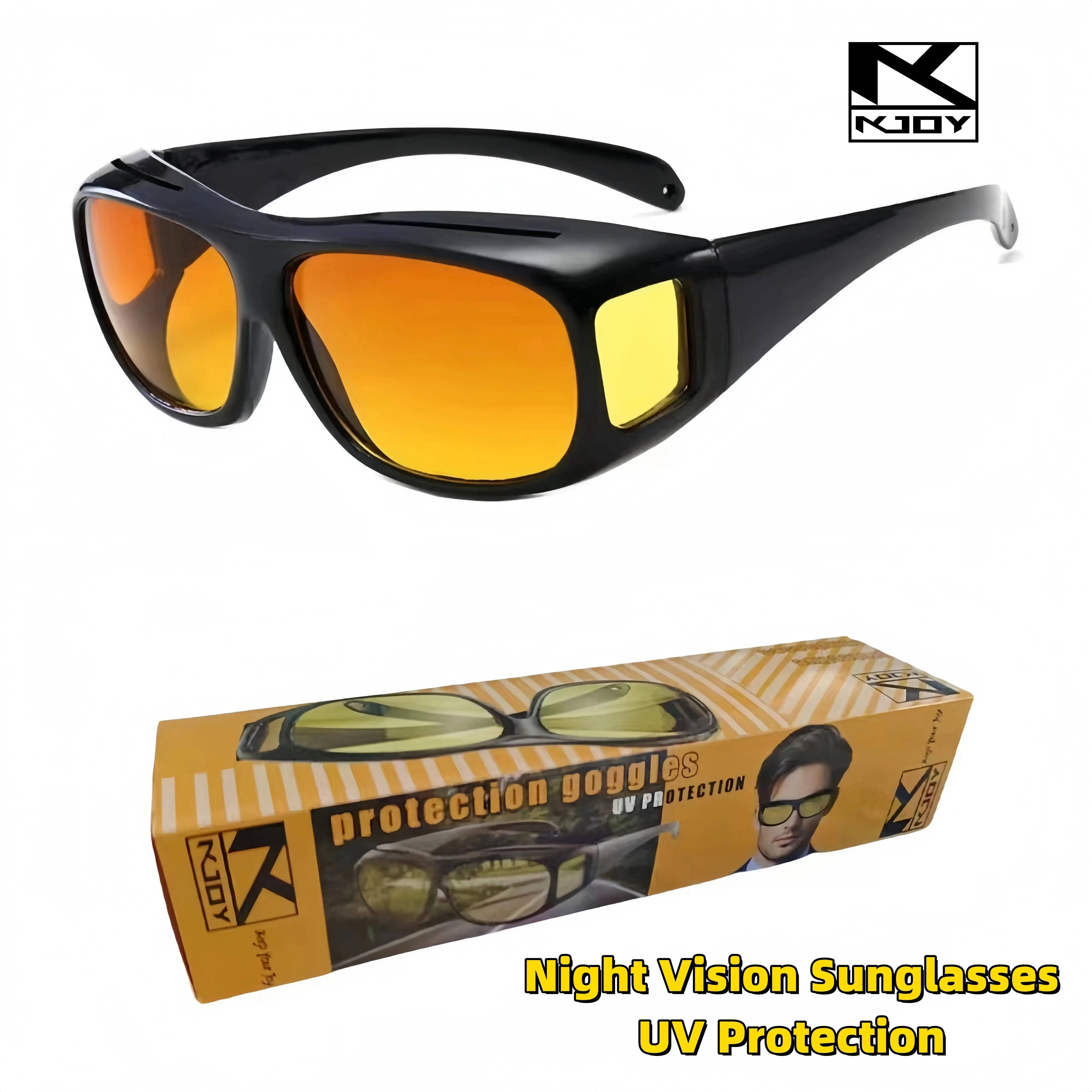 2025 KJOY marka okulary przeciwsłoneczne noktowizyjne samochodowe okulary do jazdy nocnej okulary kierowcy okulary przeciwsłoneczne unisex okulary przeciwsłoneczne UV