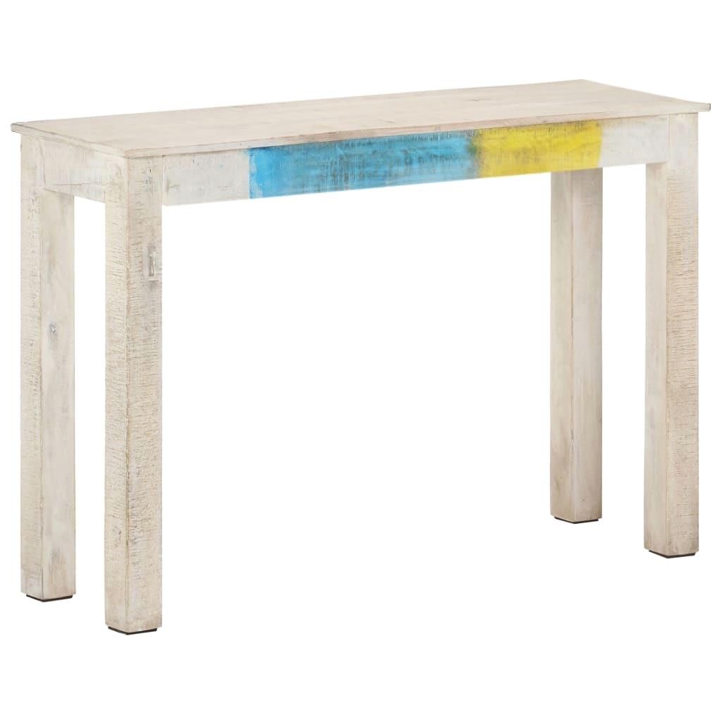 Table Console Blanc en Mango Brut Massif, 115x35x77 cm, Solution de Rangement mn