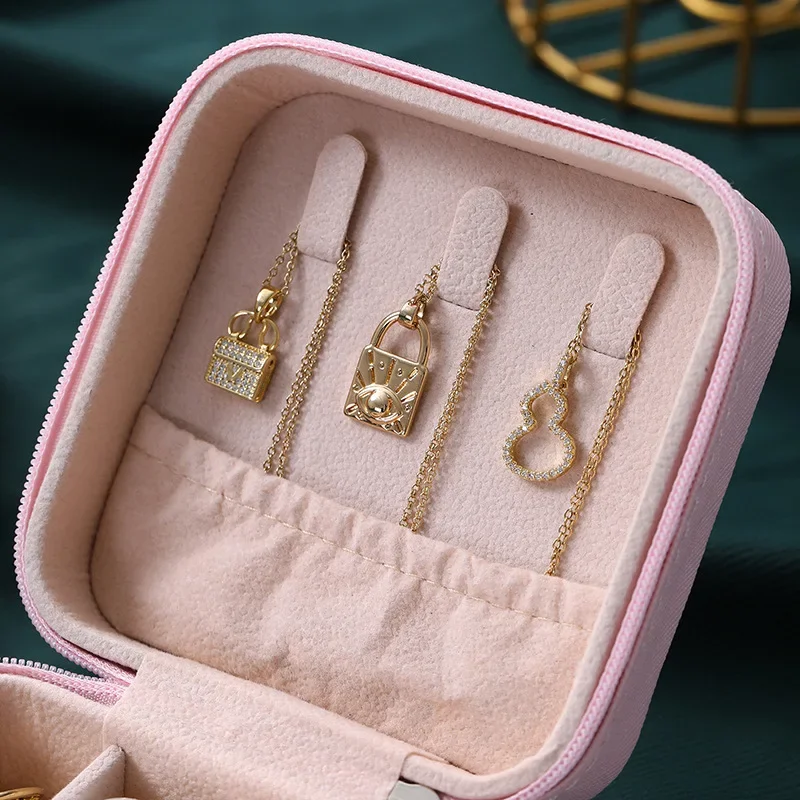 Mini caja cuadrada para anillos, pendientes portátiles, almacenamiento de joyas, caja de almacenamiento multifuncional, organizador de joyas