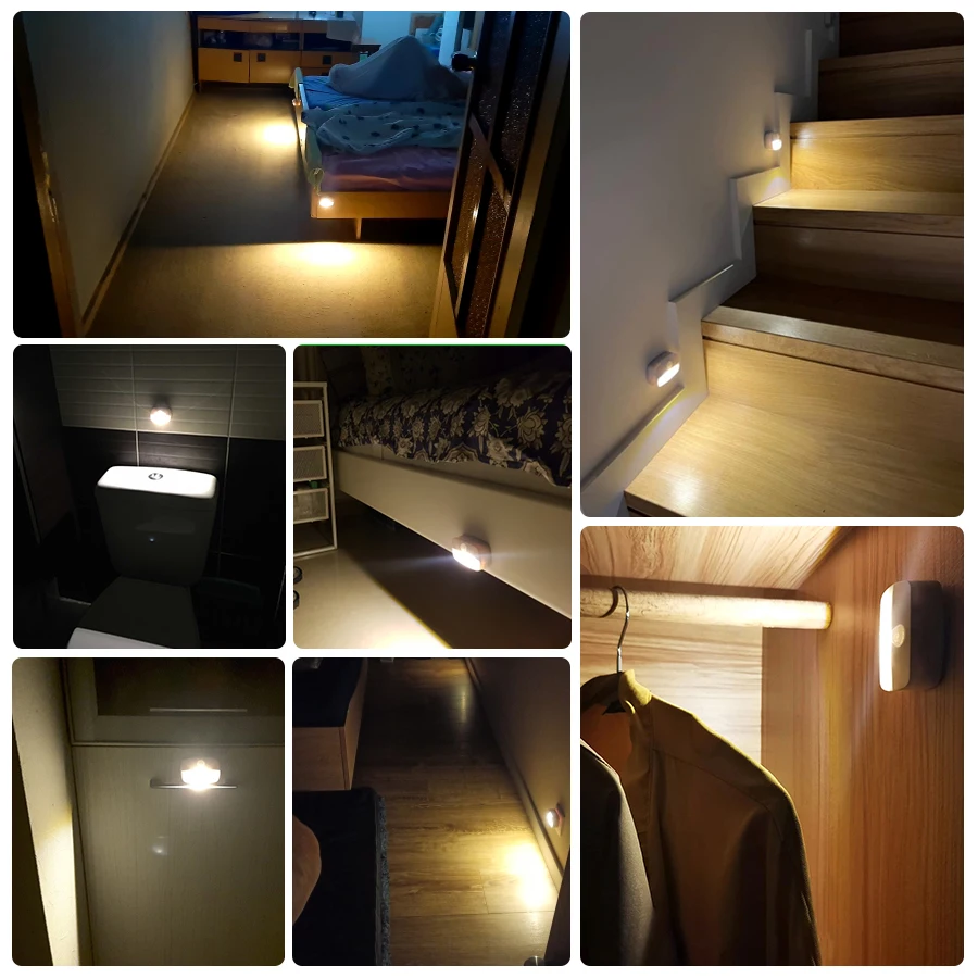 Luce con sensore di movimento Luce notturna a LED per interni Stick su luce notturna Luci a batteria per corridoio Scala Bagno Armadio Camera da letto