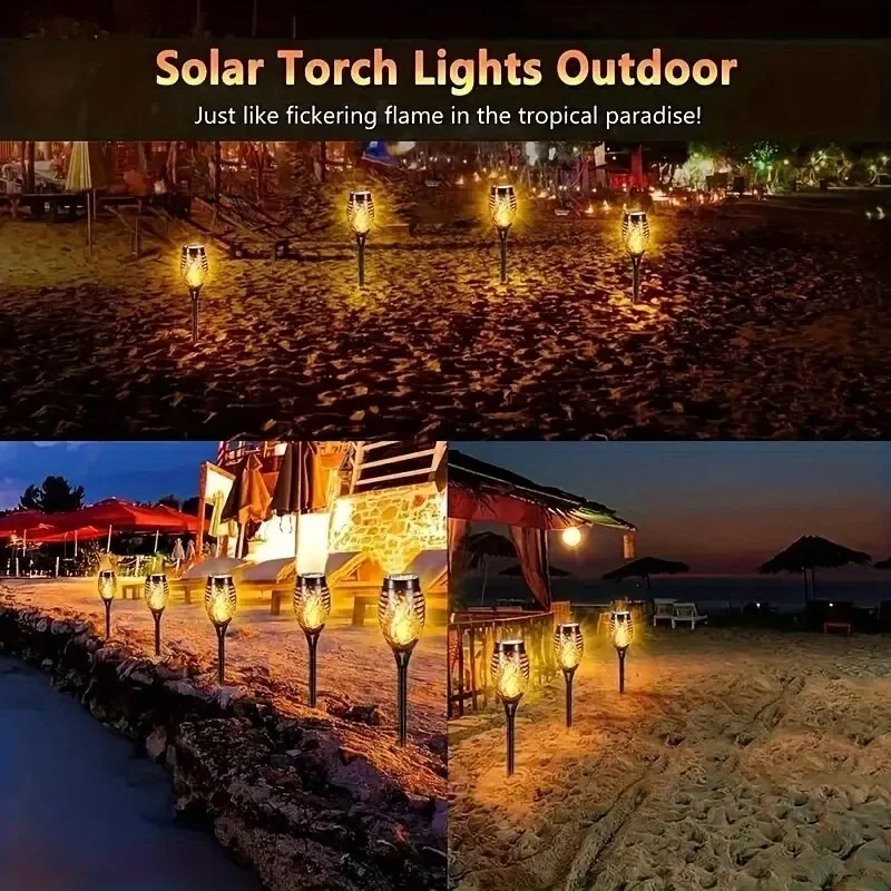 12LED Solar Flamme Fackel Licht Flackern Licht Wasserdicht Garten Dekoration Outdoor Rasen Pfad Hof Terrasse Stehlampe