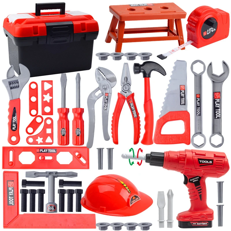 Set di attrezzi per bambini con trapano elettrico Giocattolo per costruzioni elettriche per bambini Fai finta di giocare Kit di strumenti giocattolo per bambini piccoli
