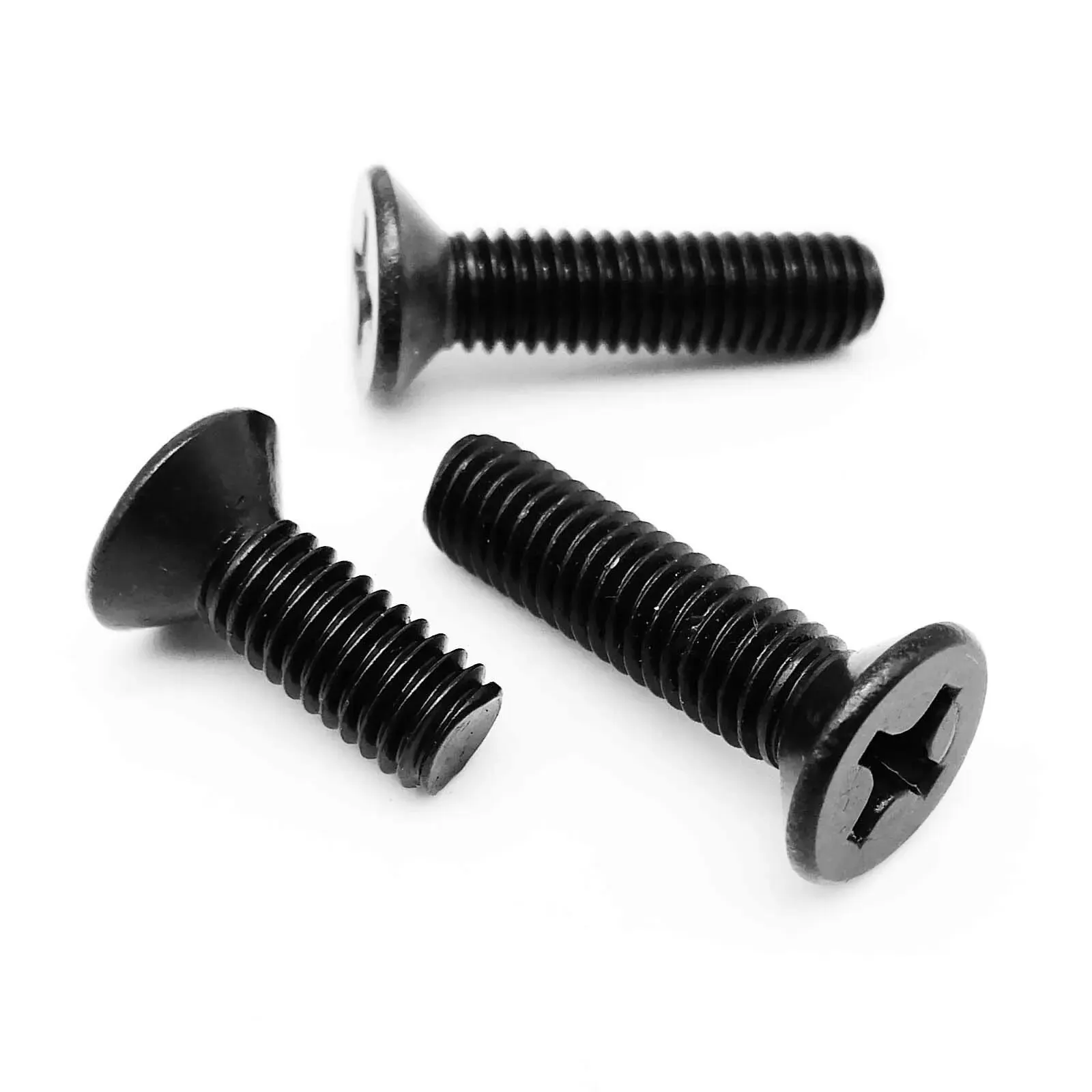 50/100/200 PCS M1 M1.2 M1.4 M1.6 M2 M2.5 M3 M4 CROSS Recessed Phillips FLAT Countersunk หัวสกรู Bolt GB819 เหล็กคาร์บอนสีดํา