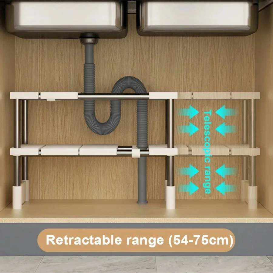 STACKABLE Storage Rack ตู้เสื้อผ้า Layered Partition Rack Telescopic SINK ผู้ถือตู้เสื้อผ้า Sorting ชั้นวางตู้เสื้อผ้าเสื้อผ้า Organizer