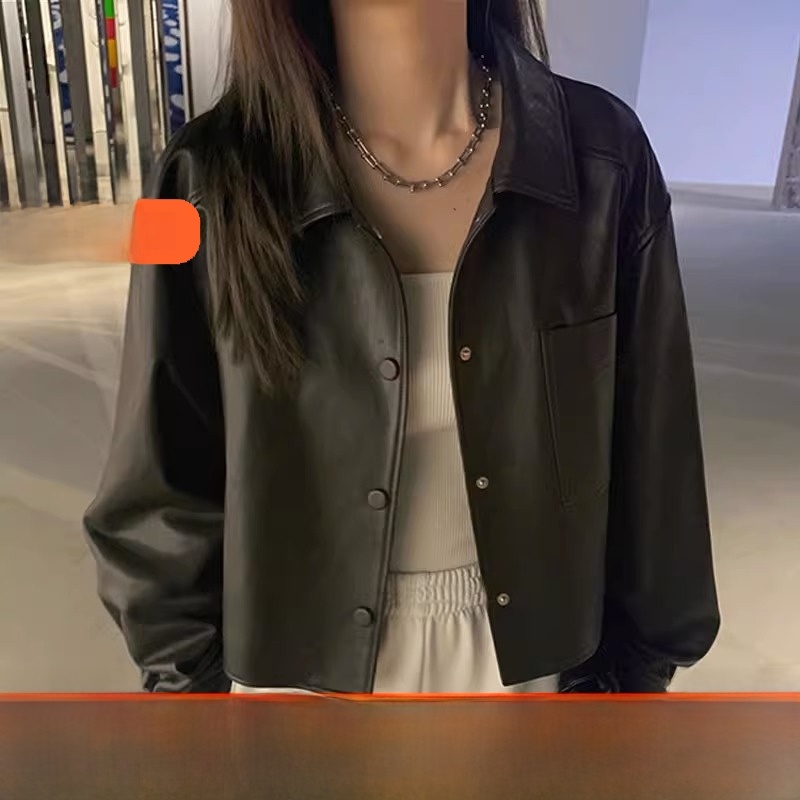 スタイリッシュなショート Pu レザージャケットの女性のファッション香港スタイルオートバイコート春秋冬人気の D-Lee 新しいバックル