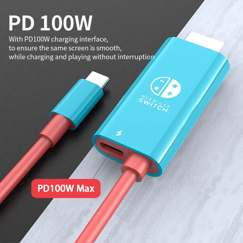 Cable de carga USB-C a HDMI + PD 100W de 4K30Hz, adaptador Plug & Play tipo C a HDTV de 2M/78,74 pulgadas para interruptor, ordenador portátil, Steam Deck