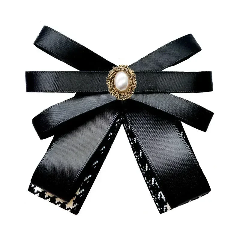 Mới Retro Ong Thắt Nơ Hàn Quốc Cao Cấp Trường Cao Đẳng Ngọc Trai Phong Cách Đá Bowtie Áo Sơ Mi Pin Vòng Cổ Phụ Kiện Hoa Quà Tặng dành Cho Nữ