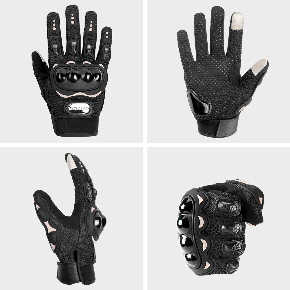 Guantes de motocicleta para hombre, transpirables, guantes de carreras con dedos completos
