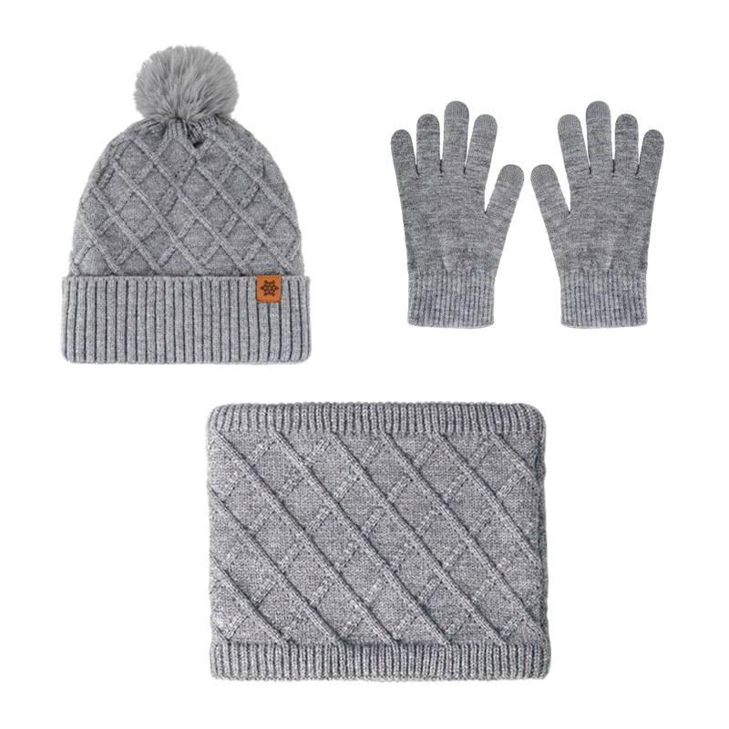 3 pz/set delle Donne Beanie Cappello Sciarpa Guanti Set Per 2025 Autunno Inverno Caldo Fuori Sport Sci Cappelli In Pile Sciarpa Al Collo