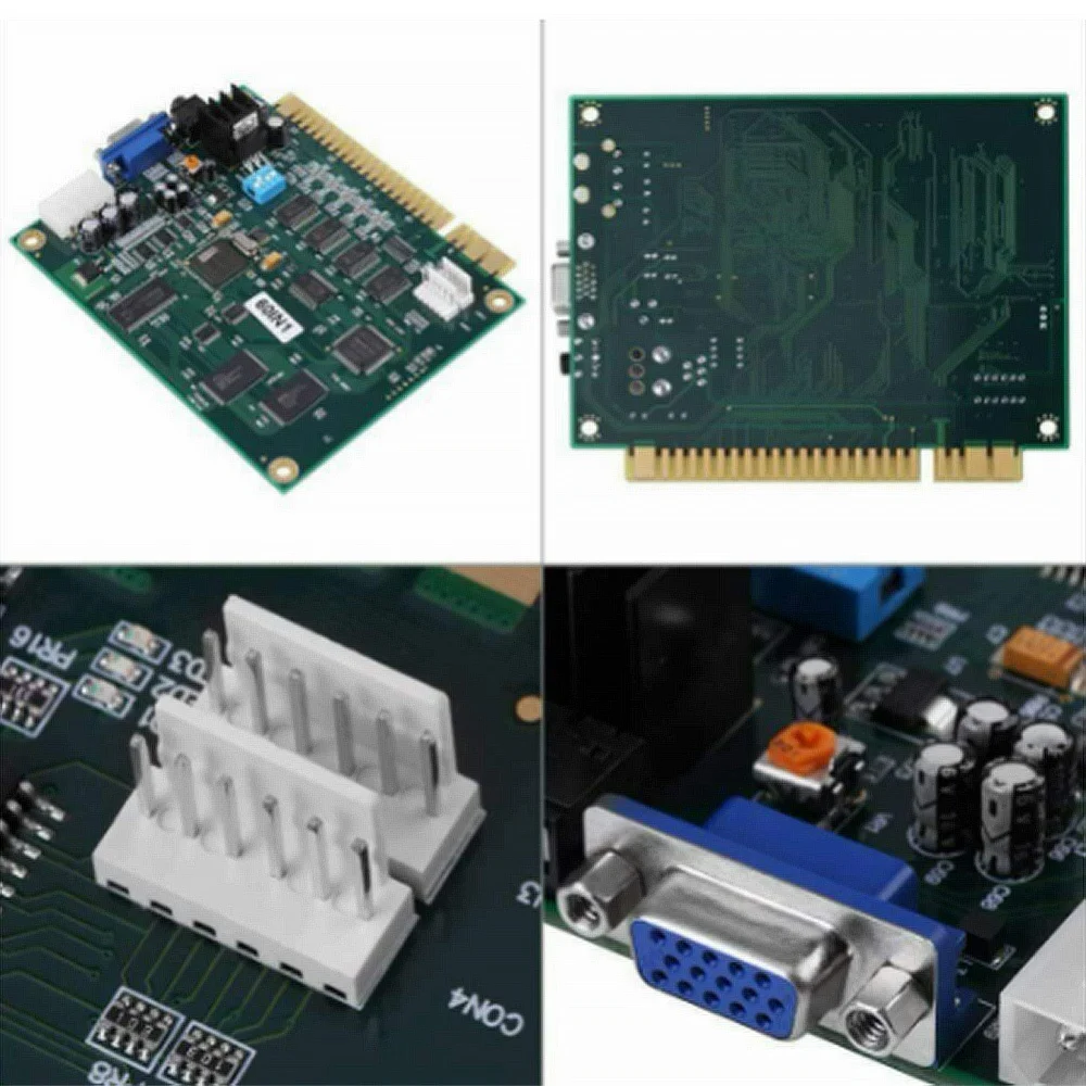 BABQ 60 em 1 Multicade PCB Board Arcade Classic Game Board CGA VGA Output Game Board Horizontal Durável para Jamma Arcade