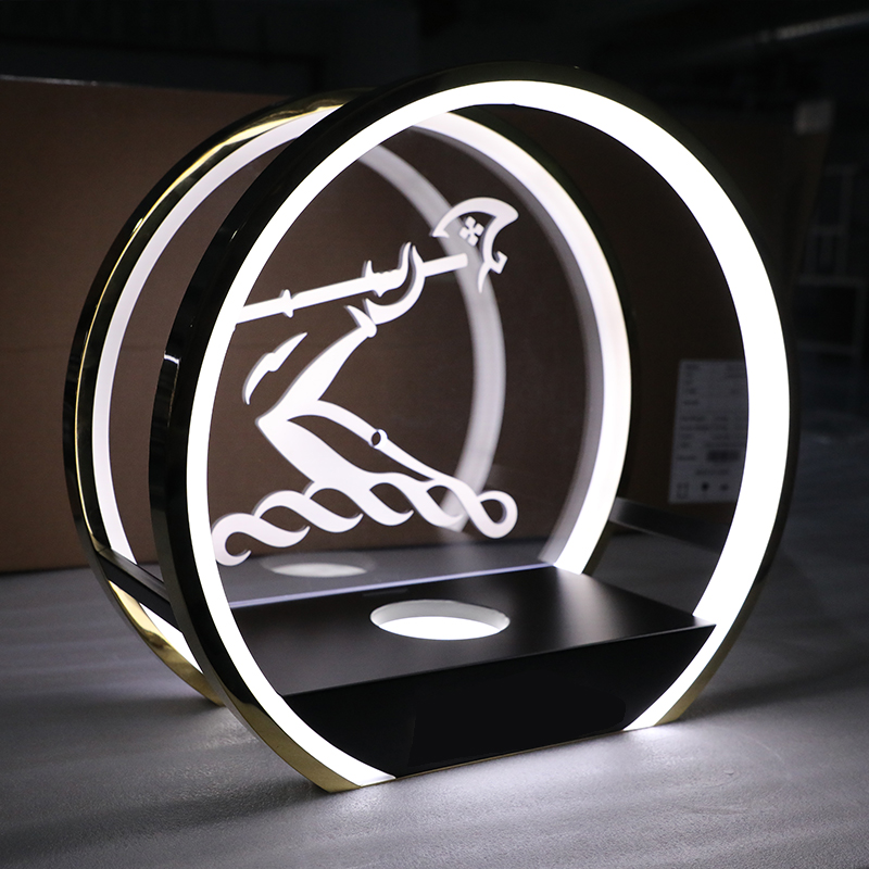 Benutzer definierte Logo Alkohol trinken Wein Lager regal Stiel ware Rack 1 Flasche Moderator Champagner Display Stand halter