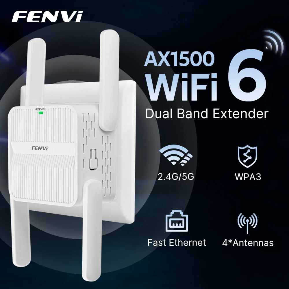 FENVI 5Ghz AX1500 WiFi 6 repetidor extensor amplificador de señal banda Dual 2,4G/5GHz amplificador de señal Wi-Fi red de largo alcance fácil de configurar