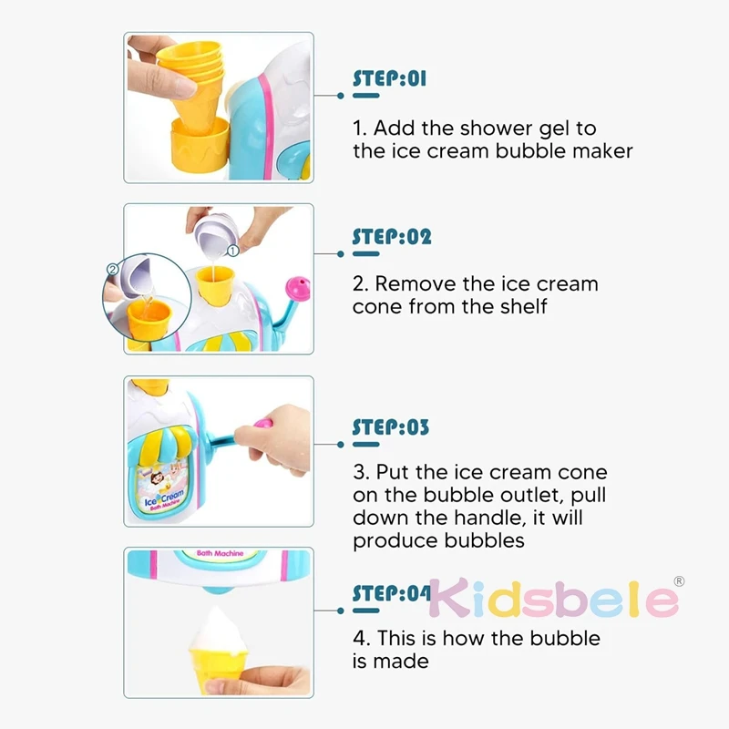 เด็กวัยหัดเดิน Ice Cream Maker Bubble Foam Play เครื่องดูดที่มีประสิทธิภาพ Delicate Ice Cream Foam Machine รถของเล่น