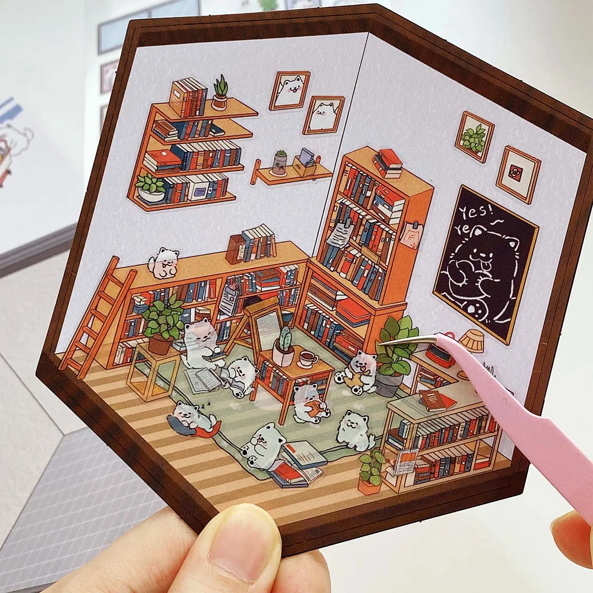 Kawaii 3D maison décalcomanies autocollants pour Scrapbooking papeterie autocollant mignon chiot scène autocollants bricolage artisanat d'art Album