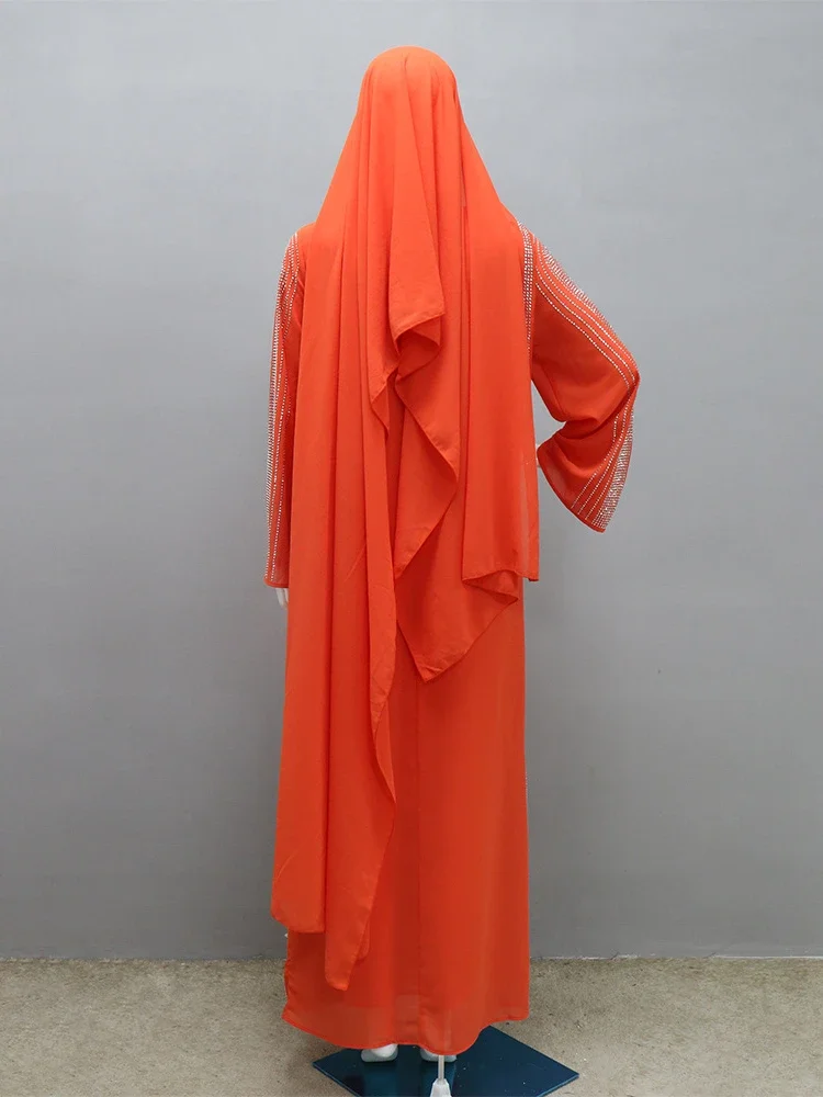 Vestido de festa árabe saudita para mulheres abaya muçulmano diamante hijab vestidos conjunto 2 peça vestidos mujer marrocos kaftan abayas robe 2023