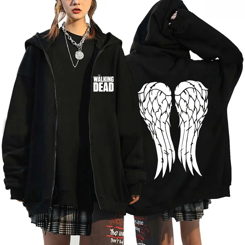 New Hot TV 워킹 데드 프린트 후드 여성 남성 패션 지퍼 까마귀 하라주쿠 스웨터 힙합 streetwear 자켓 코트