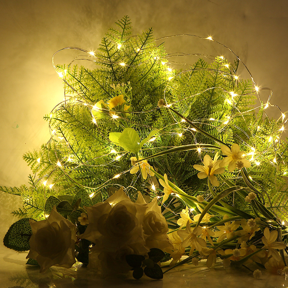ไฟ LED Fairy แบตเตอรี่ดําเนินการทองแดงสายไฟ String DIY คริสต์มาสงานแต่งงานตกแต่งห้องนอน Garland ไฟ