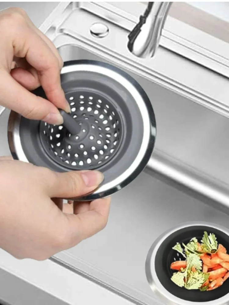 Filtro de drenagem de chão para pia de casa, filtro de lixo de cozinha, filtro de cabelo de silicone para rolha de drenagem de banheiro, acessórios de banheiro