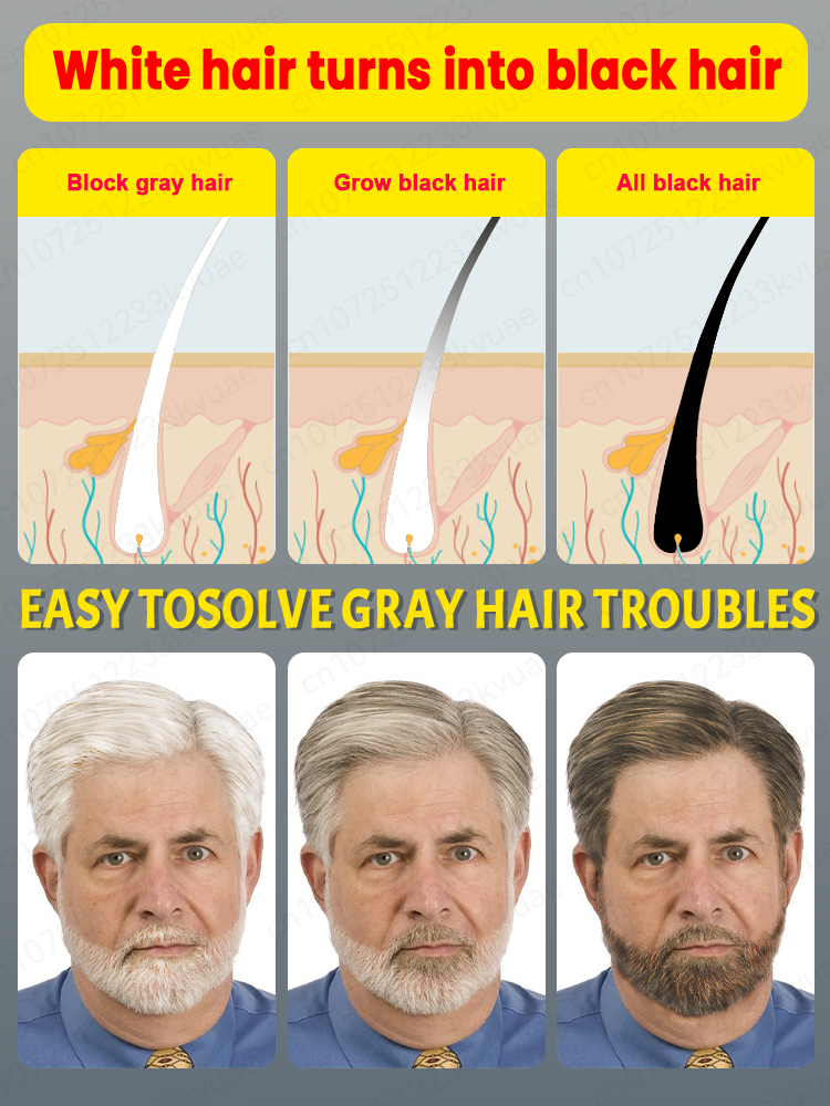 Eliminador de canas, resuelve perfectamente el problema de las canas y restaura el color natural del cabello.