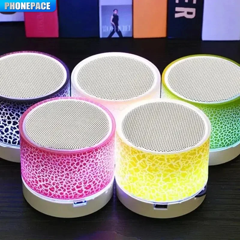 Mini alto-falante bluetooth sem fio crack led cartão sd usb subwoofer portátil mp3 música coluna de som para pc telefone móvel