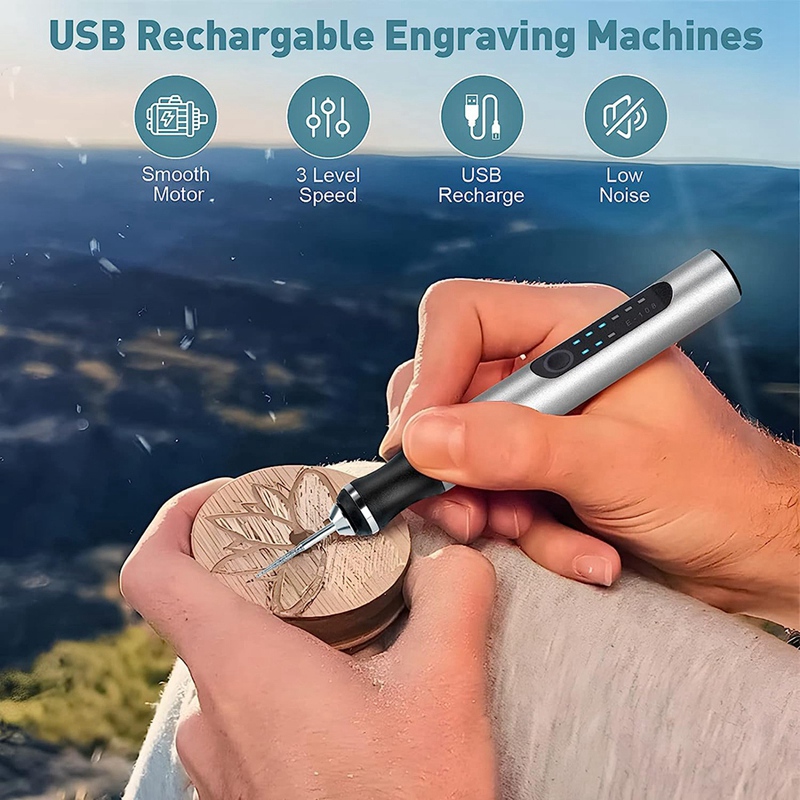 Penna per incisione elettrica USB ricaricabile portatile fai da te incisore per gioielli in pietra di legno