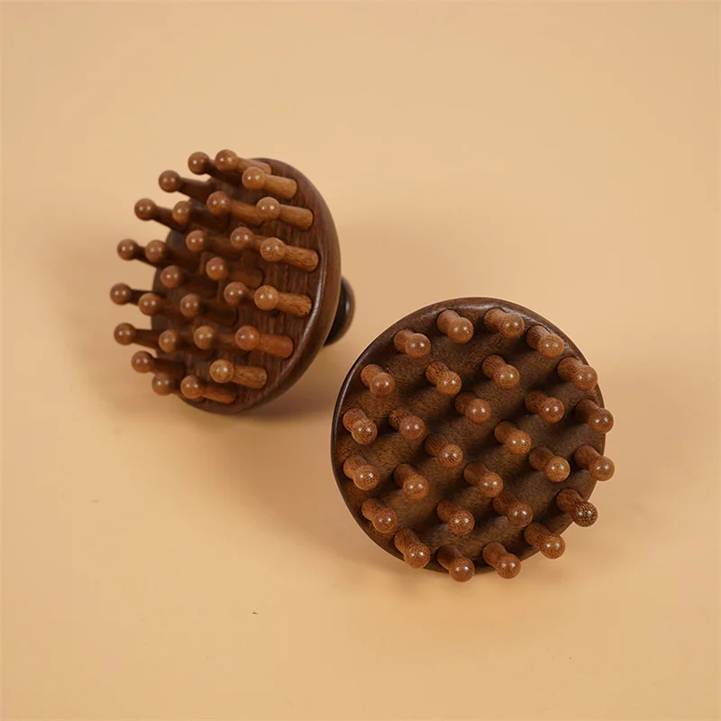 Sandalwood Disc Wooden Massage Scalp Wide Tooth Scalp Comb Round Tip Scalp Tool Wet Dry Hair Massage Comb