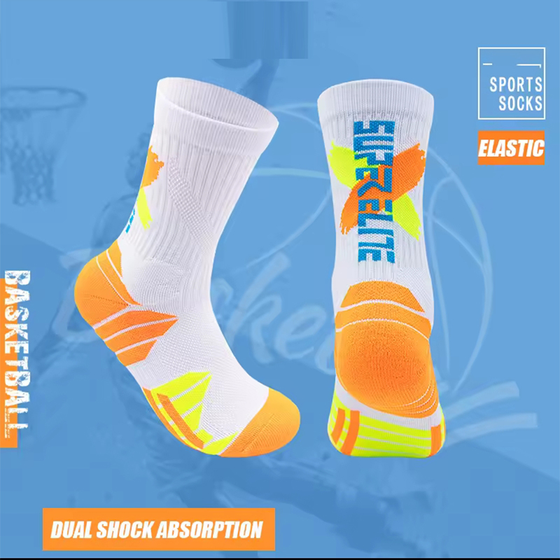 Chaussettes de basket-ball pratiques professionnelles pour hommes, Tube haut, fond de serviette contrasté, épaissi, absorption des chocs, chaussettes de football pour femmes