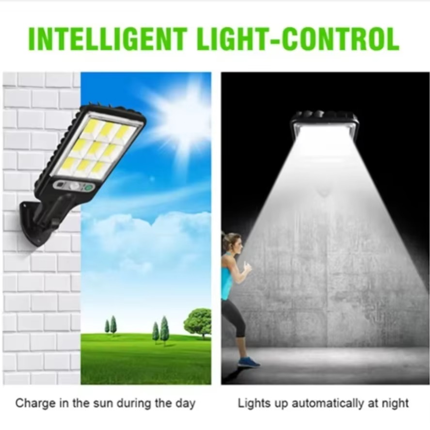 Dimmable Solar Remote Control LED Courtyard Wall Lamp 3 Light Modes Human Body Induction Garden Terrace Garage Door Street Lamp