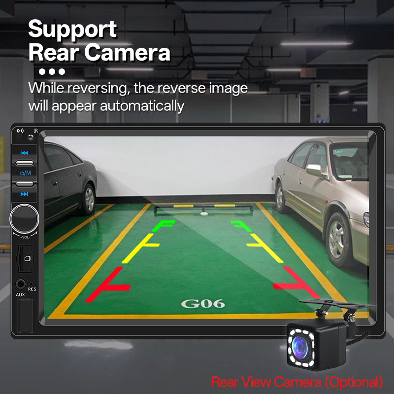 Hippcron 7 "autoradio 1 Din multimediaspeler Ondersteuning Carplay Android Auto HD touchscreen FM AUX-ingang BT Mirror Link TF-kaart