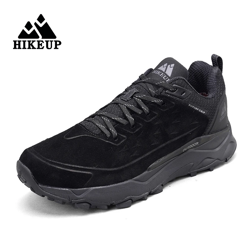 HIKEUP Wanderschuhe für Herren, Outdoor-Sport, Camping, Jagd, Wanderschuh, Wildleder, echtes Leder, atmungsaktiv, rutschfest