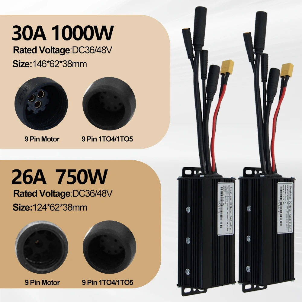 Three-Mode Ebike Controller 17A 26A 30A 40A 36V/48V with Learning Function S866 LCD Display 350W-1000W Motor