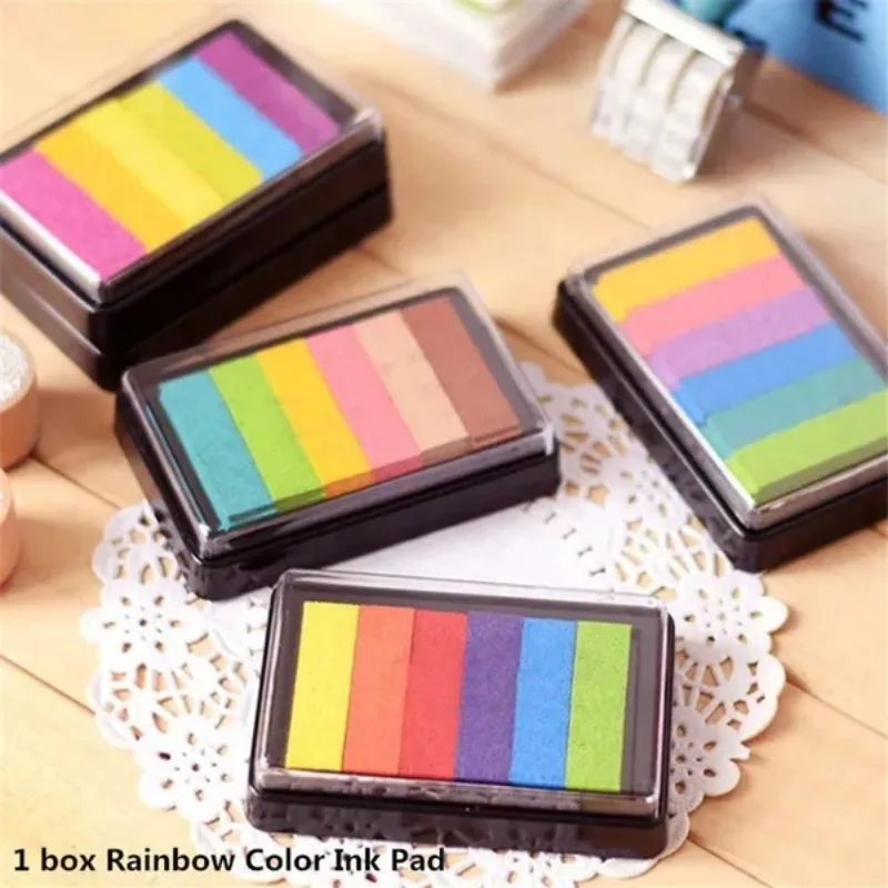 6 Farben/Box Sicherheit ungiftige mehrfarbige Stempel kissen Farbverlauf Farbe Regenbogen Stempel kissen