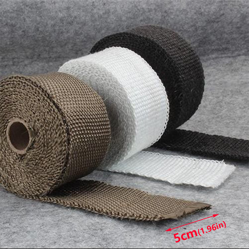 Rollo de tela de aislamiento térmico de fibra de vidrio para escape de motocicleta, piezas de protección de algodón con aislamiento blanco, negro y dorado