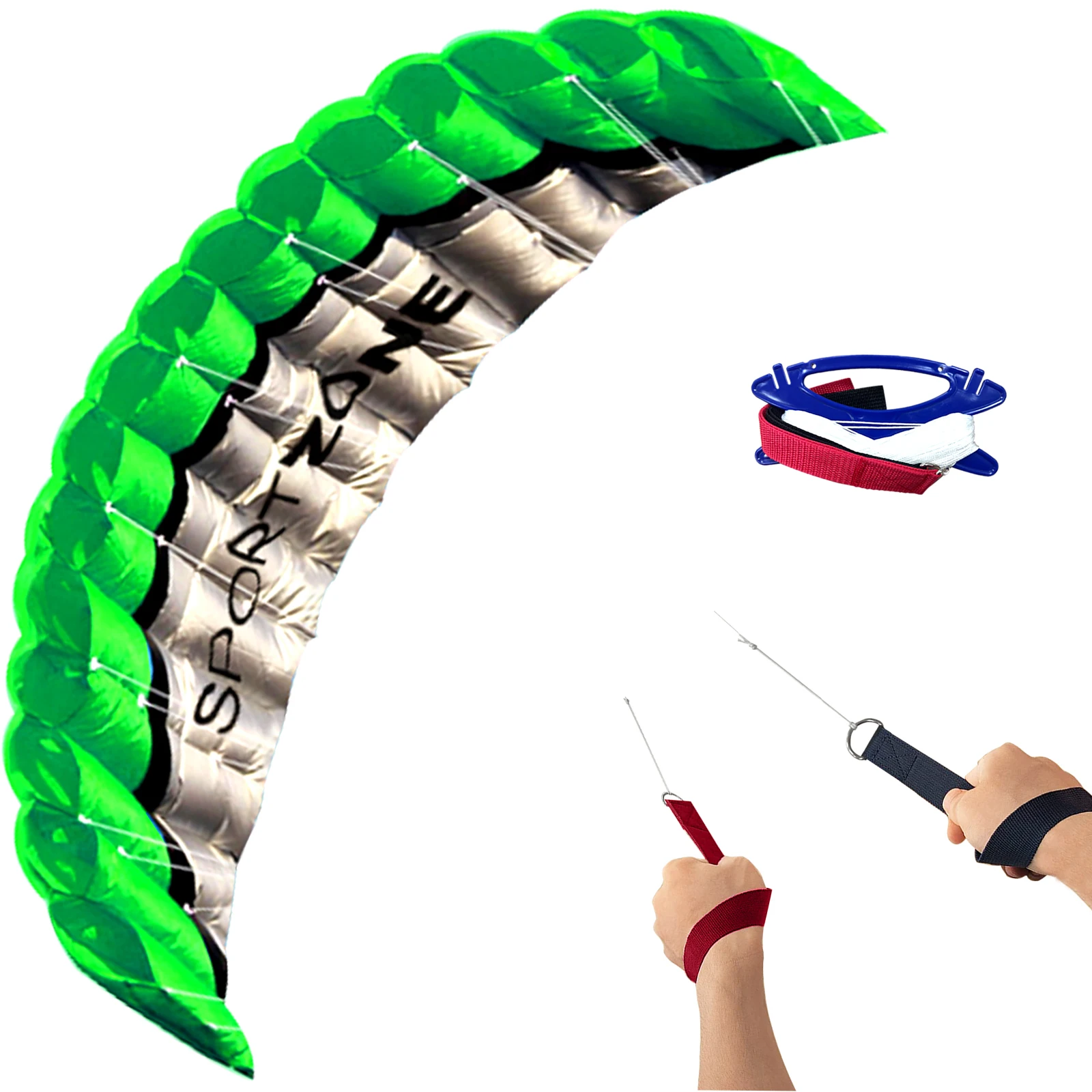 Nuevo Cometa parafoil de doble línea verde de alta calidad, 2,5 m, con herramientas voladoras, trenza eléctrica, vela, kitesurf, deportes de arcoíris, playa