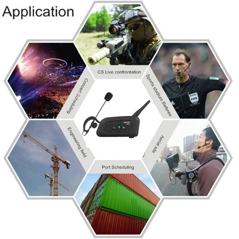 XiNOWy 4 Uds V4C árbitro auriculares Bluetooth intercomunicador Full Duplex 1200M fútbol gancho para la oreja auricular interfono con bolso