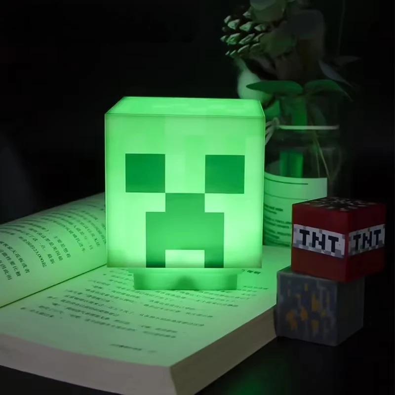 MC game Creeper Night Lamp Block Creative Button Light Toy Game LED Home Bedroom Desktop Decoration Bedside Lamp Ornaments