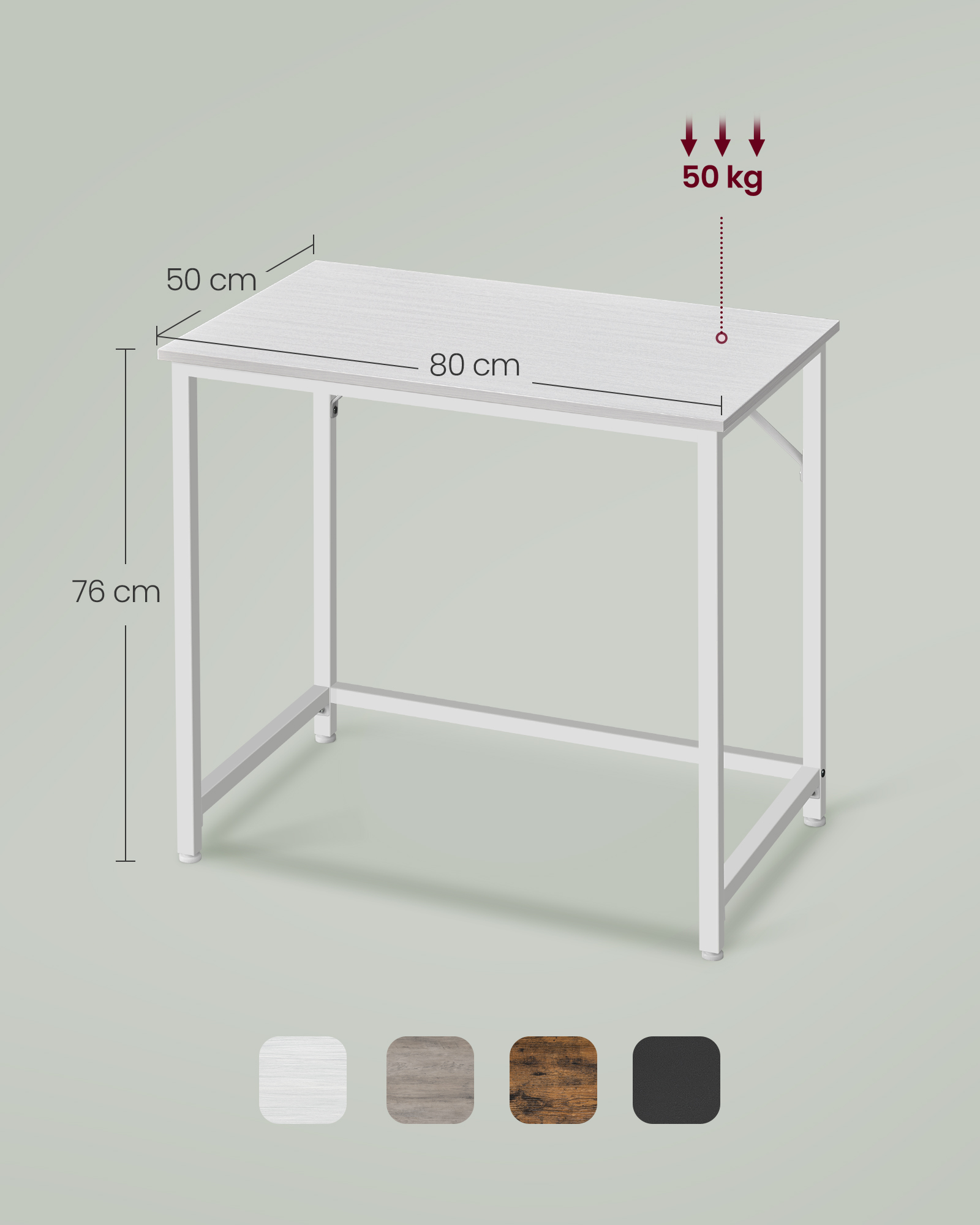 VASAGLE Kleine computertafel Kantoortafel Studeerkamer Moderne stijl Metalen Ram-bureau