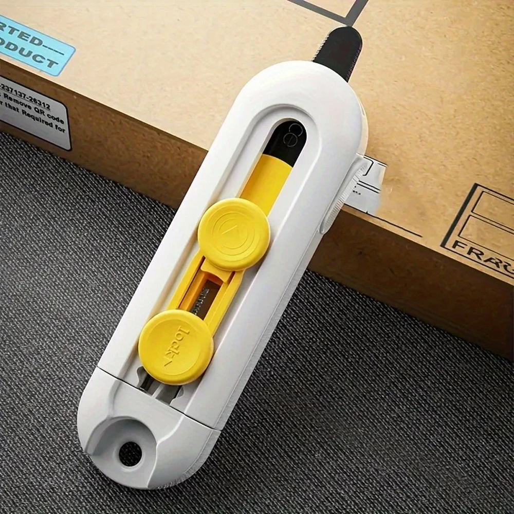 Magnetic Mini Box Cutter Portable Box Cutter Letter Opener and paper cutter Retractable blade Durable ABS material mini box