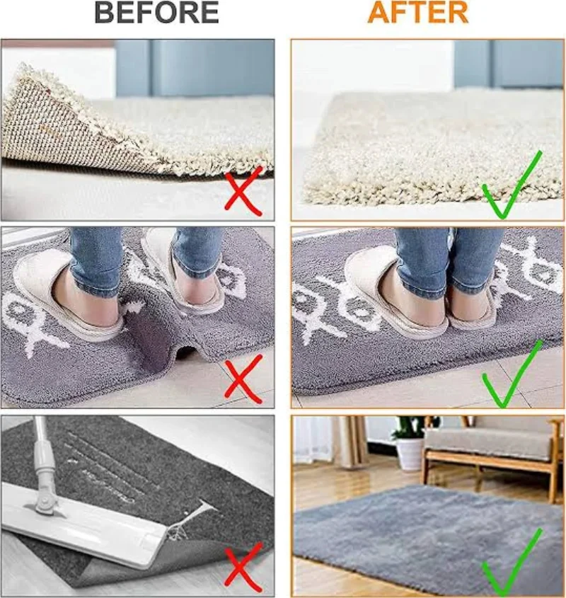 16/8 stücke Teppich Nicht-slip Aufkleber Wiederverwendbare Waschbar Anti Curling Teppich Patch Feste Aufkleber Boden Teppich Matte Band greifer Ecke Pad