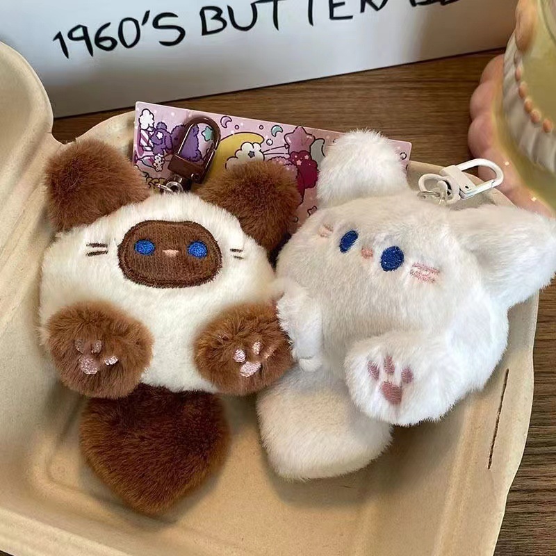 Cute Plush Cat Pendant Girl Backpack Pendant Couple Bag Keychain Decorative Gift