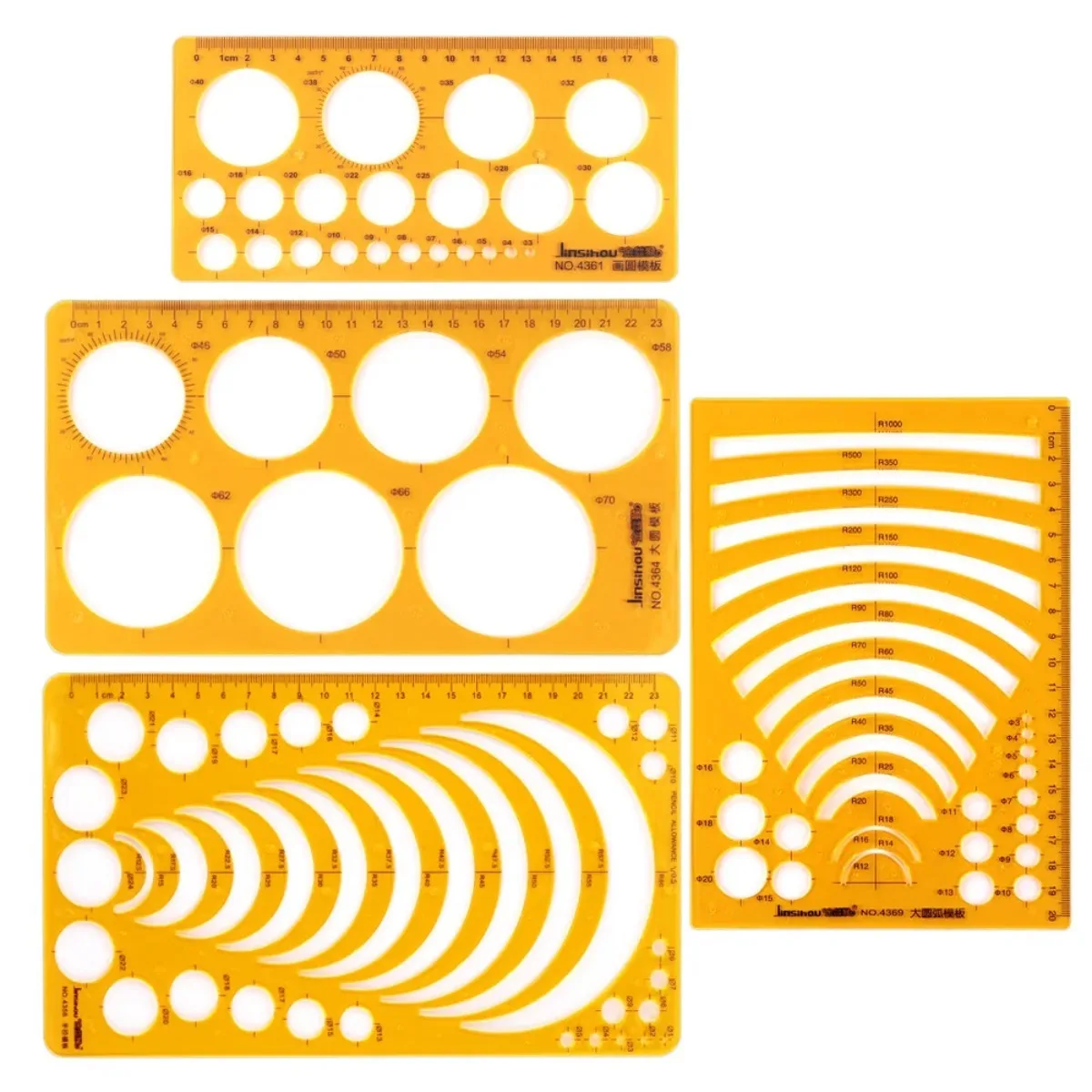 Yellow Plastic Graphing Templates - Includes Circles, Ellipses, Triangles, and More - Ideal for Students, Designers