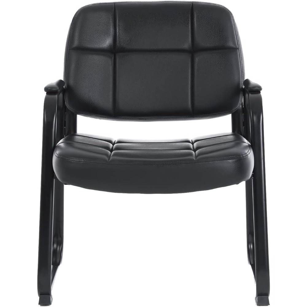 Big & Tall Office Guest Chair 400lbs with Bonded Leather Padded Armrest Backrest Wide Seat Reception Guest Chair for Conference
