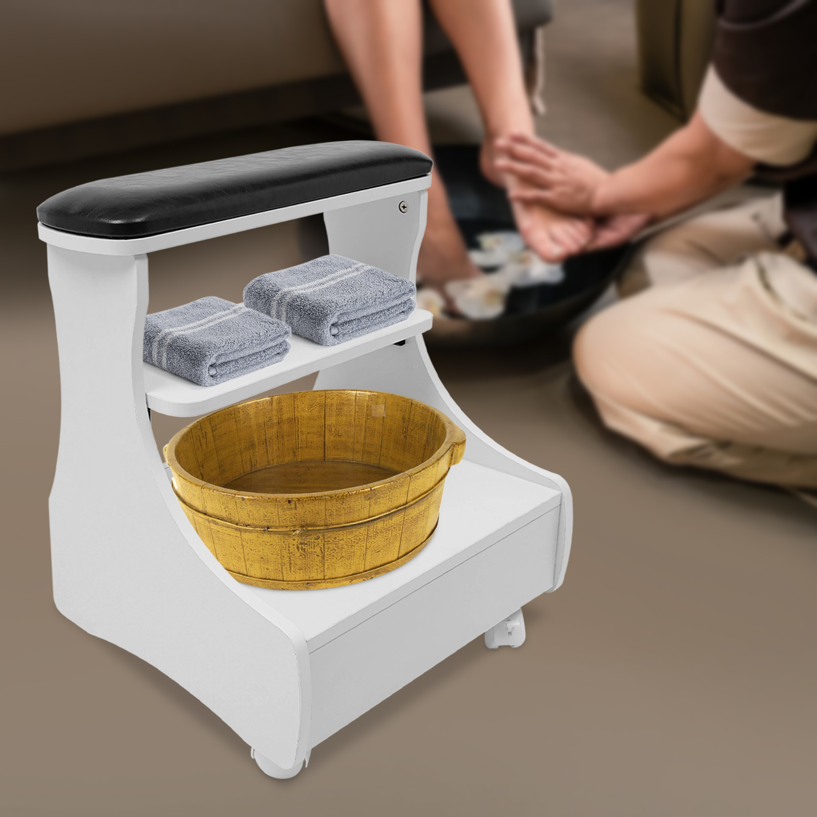 Sgabello per pediluvio Poggiapiedi Pedicure Mobili per manicure Carrello per pediluvio con ruote per saloni di bellezza