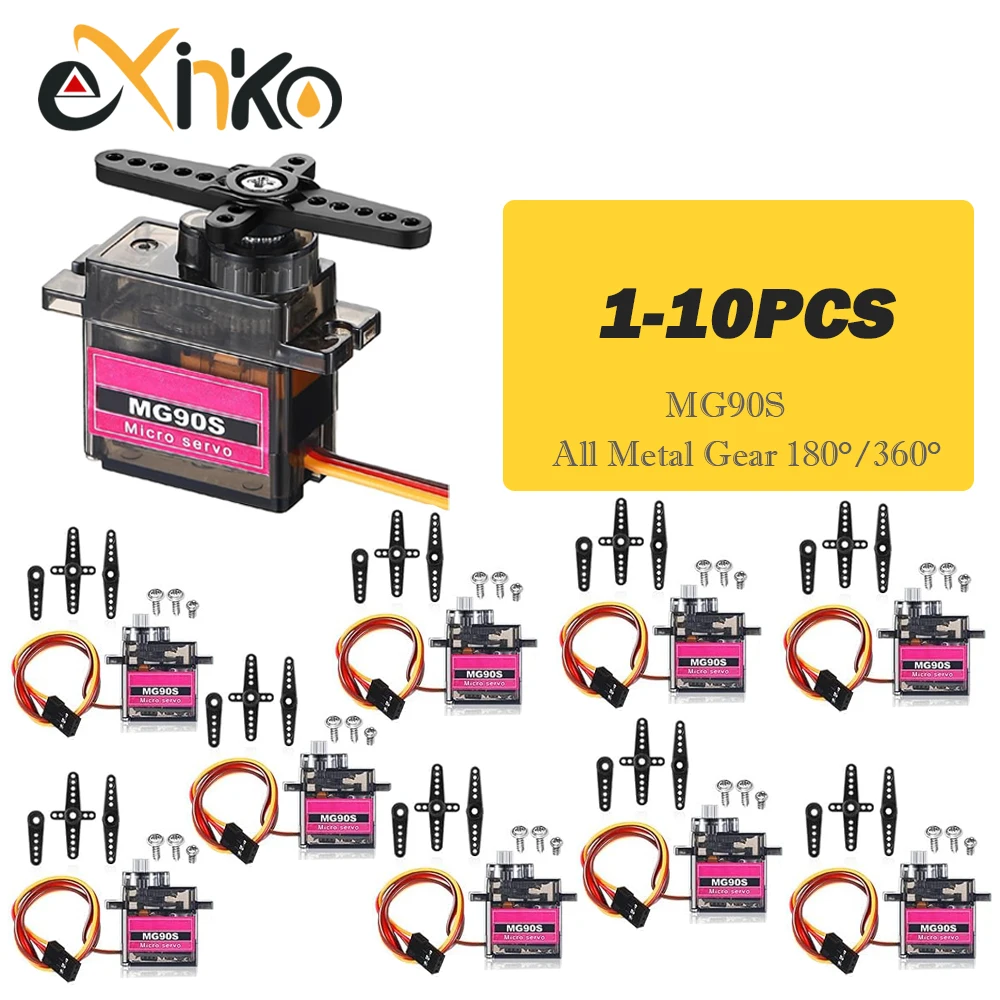 1-10pcs MG90S Servo All Metal Gear 9g SG90 Upgraded Version For Helicopter Plane Boat Car Trex 450 RC Robot 180/360 degree