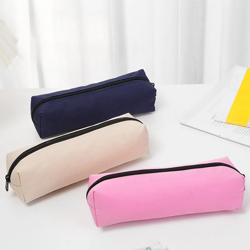 1pc piccolo colore solido semplice astuccio con cerniera mini borse per penne cancelleria per fornitori di ufficio scolastico